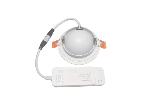 لامپ آلومینیومی بدنه قابل تنظیم Led Downlights 7W CCT Taiji Ta CSP COB Technology قابل تنظیم